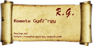 Remete György névjegykártya